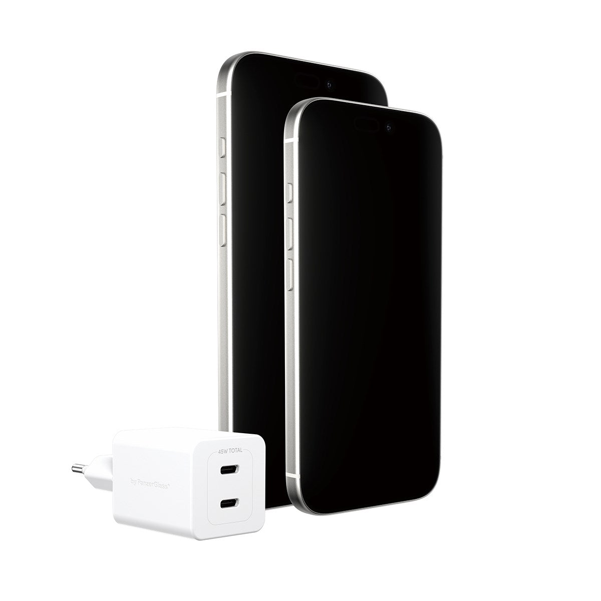 empower by PanzerGlass® Turbo 45W Oplader inkl. 2 x USB-C | EU Stik | Silver White